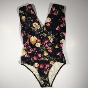 Cupshe 1 piece bathing suit moody floral.